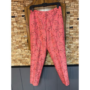 Vintage 90s California Style Floral 100% Silk Workwear Party Pant Size 8